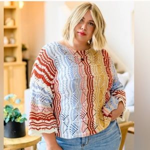 Cato multi colored sweater with bell sleeves